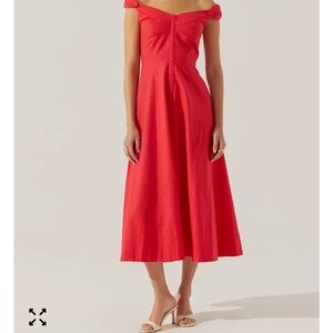 Charelin Linen-Blend Off-the-Shoulder Midi Dress